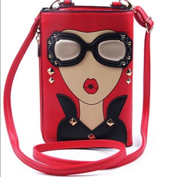 Cute Big Glasses Face Clutch‎ Purse RED ONLY - Picture 12 of 12